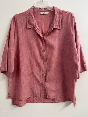 Magic Linen Relaxed Rose Button-Down Linen Shirt